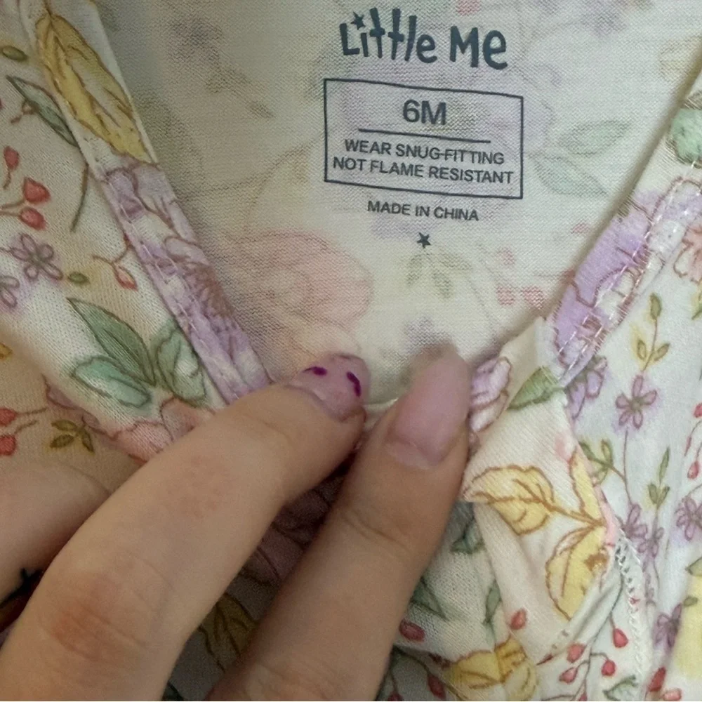 Little Me Pink and Purple Floral Footie